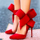 Niulatu 2025 Stilettos Summer Large Size 43 Bow Luxury High Heels Sandals Ladies Black Red Party Pumps Dress Woman Shoes Mules DJSE