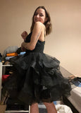 Niulatu Women's Puffy Ruffle Short Homecoming Dress Tull Tutu Prom Dress V Neck Formal Party HZ1007