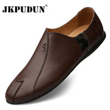 Niulatu Leather Men Casual Shoes Luxury Brand 2025 Mens Loafers Moccasins Breathable Slip on Lazy Driving Shoes Plus Size DJSE