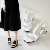 Niulatu 36-43 Women Shoes 2025 Summer New Fashion Open Toe Modern Roma Sandals Med Trick Heels Black White Yellow Footwear DJSE