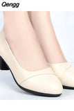 Niulatu Women Soft Leather Low Heel Shoes Comfortable Soft Sole Middle-aged Sandals Mid Heel Work Shoes New Arrival 2025 DJSE