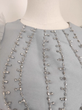 Niulatu A Line Scoop Neckline Silver Gray Satin Dinner Party Dresses Birthday Outfits SD399