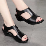 Niulatu for Women Summer Shoes Woman Fashion Peep Toe Elegant Comfort Beach Sandals Soft Leather Wearable DJSE