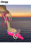 Niulatu color sandals women's new bow rhinestone high heels large size sandals stilettos shoes sandals women DJSE
