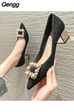 Niulatu New Pearl Diamond Buckle Pointed Toe Fashion High Heels Summer Designer Shoes Wedding Party Luxury Brand Woman Shoe DJSE