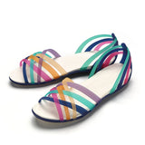 Niulatu Women Rainbow Jelly Sandals Candy Color Peep Toe Female Flat Beach Shoes Slip On Slides Casual Ladies Summer Footwear DJSE