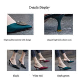 Niulatu Women Pumps Summer Mid-heel Shoes Stiletto Pointed Toe Rhinestone Decoration Luxury Sandals Ladies Sandalia Feminina Mules DJSE