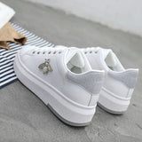 Niulatu Women Casual Shoes 2025 New Women Sneakers Fashion Breathable PU Leather Platform White Women Shoes Soft Footwears Rhinestone DJSE