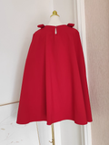 Niulatu A Line Boat Neckline Red Satin Short Homecoming Dresses Birthday Outfits With Cape SD372