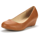Niulatu Women's Debbie Mid Wedge Heel Pump Shoes Wedges Pumps Office Lady Solid Shoes for Daily Women Height Increasing DJSE
