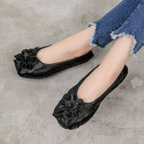 Niulatu 2025 Soft Genuine Leather Flat Shoes Women Flats with Flowers Ladies Shoes Women Designers Loafers Slip On DJSE