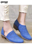 Niulatu 2012 Fashion Women Boots Spring Summer Block Low Heel Ladies Booties PU Leather Hollow Out Ankle Platform shoes DJSE