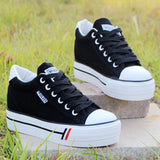Niulatu Women Inner Height Increasing Canvas Wedge Shoes Trainers Female Sneakers Woman Casual Thick Bottom Sneaker Tennis DJSE