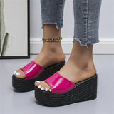 Niulatu slippers women's summer sponge cake platform sandals all-match seaside beach shoes fashion high-heeled flip flops DJSE