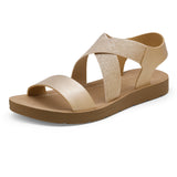 Niulatu Women's Elastic Ankle Strap Summer Flat Sandals Casual Beach Shoes For Woman Classics Non-slip Lightweight Sandals DJSE