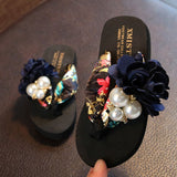 Niulatu New Non-slip Children's Flip-flops Girls Fashion Beach Shoes Pinch Sandals Female Flowers Slippers Women Wear Size DJSE