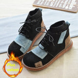Niulatu Thick-Sole Big Head Doll Shoes Plus Velvet Women Boots Literary Retro Womens Short Boots Mori Girl Ankle Boots DJSE