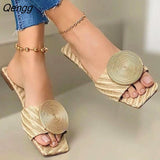 Niulatu Women Slippers Summer New Casual Flat Beach Shoes Female Non-slip Retro Rome Slides Large Size Outdoor Comfortable Sandals DJSE