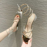 Niulatu Summer New Style Women's Sandals Sexy Luxury Rhinestone Bow Chunky Heel Sandals Banquet Shoes DJSE