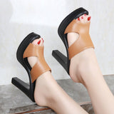 Niulatu Size 32-43 High Heels Slippers Women Platform Shoes Summer 2025 Block Heel Leather Slides Ladies Office Slippers DJSE
