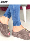 Niulatu For Women Open Toe Beige Heeled Sandals Med 2025 Women's Summer Heels Clogs Wedge Large Size Comfort Block Peep DJSE