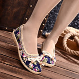 Niulatu Flat Shoes High Quality Cute Women Shoes National Wind Shallow Mouth Floral Flower Comfortable Soft Bottom Shoes DJSE