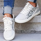 Niulatu Women Spring Canvas Shoes New Light Slip on Flat Ladies Casual Shoes Woman Loafers White Sneakers Leopard Flats Plus Size DJSE