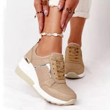 Niulatu Women's Shoes 2025 Summer Wedge Platform Casual Shoes Women Lace Up Sports Shoes Woman Plus Size Non Slip Breathable Sneaker DJSE