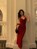 Sexy Sheath Halter Red Sleeveless Prom Dresses Party Dress Summer Birthday Outfits Birthday Dresses HZ1214