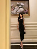Sexy Sheath One Shoulder Black Sleeveless Prom Dresses Party Dress Summer Birthday Outfits 18th Birthday Dresses HZ1214