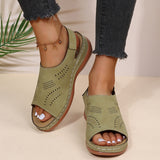 Niulatu Summer Women Platform Rome Sandals PU Leather Wedges Beach Sandalias Woman Open Toe Solid Casual Shoes Plus Size 43 DJSE