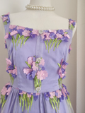 Niulatu A line Straps Sleeveless Lilac Floral Party Dress Short Birthday Outfits SD383
