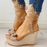 Niulatu Strap Women Sandals Platform Wedges High Heel Flock Butterfly Peep Toe Fashion Female Ladies Shoes Zapatos De Mujer DJSE