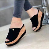 Niulatu Women's Casual Slippers Vintage Fish Mouth Platform Wedge Sandals Slip-on Fashion Flat Beach Shoes Chaussure Ete Femme DJSE