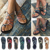Niulatu Shoes Woman Sandals Color Matching Rope Knot Beach Toe Sandals Fashion Comfortable Women Plus Size Shoes DJSE