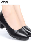 Niulatu Women Soft Leather Low Heel Shoes Comfortable Soft Sole Middle-aged Sandals Mid Heel Work Shoes New Arrival 2025 DJSE