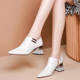 Niulatu 2025 Spring New Women's Shoes Girls' Leather High Heels Pointed Toe Woman Pumps Luxury White Black Dress Shoe Loafers DJSE