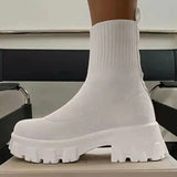 Niulatu Women Boots 2025 Platform Boots for Autumn Winter Shoes Slip on Platform Shoes Women Ankle Boots White Heels Short Botas Mujer DJSE