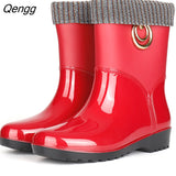 Niulatu Women Short Tube Rain Shoes Adult Water Boots Anti-skid Water Shoes Jelly Rubber Shoes Rain Boots rtg5 DJSE