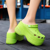Niulatu Green Platform High Heels Sandals Non-slip Wedges shoes for Women 10 cm Increase Fashion Garden Shoes DJSE