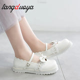 Niulatu lolita shoes pink white red black bow Harajuku heels women cute shoes korean women shoes round head kawaii shoes DJSE