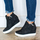 Niulatu Women's Wedge Sneaker Vulcanize Shoes Fashion Zip Leopard Increase Within Zapatos De Mujer New Fashion for Girl DJSE