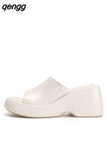 Niulatu Sandals For Women Wedge Slingback Fashion Metallic Glitter Open Toe Slipper Shoes Summer Casual Slip On Sandals DJSE