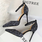Niulatu Shoes Sexy High Heels Women Pumps Sparkle Sequins Stiletto Heels 10 Cm Party Shoes Women Heels Summer Women Sandals New DJSE