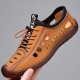 Niulatu Genuine Leather Men Sandals Fashion Roman Sandals Handmade Men Casual Shoes Platform Outdoor Men's Beach Sandals DJSE