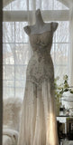 Niulatu A Line Straps Beaded Chiffon Long Prom Dress Graduation Prom Dress HZ0113