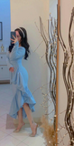 Niulatu Blue V Neck Mermaid Prom Dress Formal Evening Gown HZ1007
