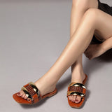 Niulatu Women's Slippers Retro Personality Big Button Flat Fashion Summer Beach Slides for Female Breathable Ladies Shoes DJSE