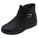 Niulatu Boots For Women 2025 Autumn And Winter Platform Rubber Leather Ankle Tabi Boots Fashion Wedge Heel Black Warm Shoes DJSE