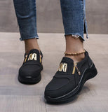Niulatu Women Sneakers Slip on Zipper Thick Bottom Solid Color Vulcanized Shoes Casual Wedge Walking Flats Zapatillas De Mujer DJSE